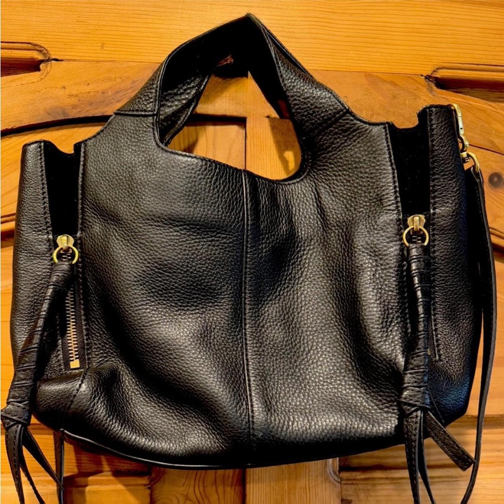Elegant Black Leather Tote Bag
